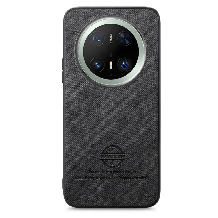 Funda de Piel de Sarga con Parte Trasera de Cuero para Huawei Mate 70 Pro (Negra)