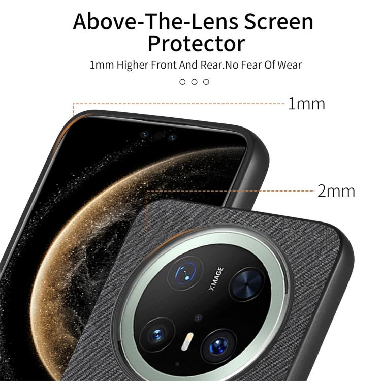 Funda de Piel de Sarga con Parte Trasera de Cuero para Huawei Mate 70 Pro (Negra)