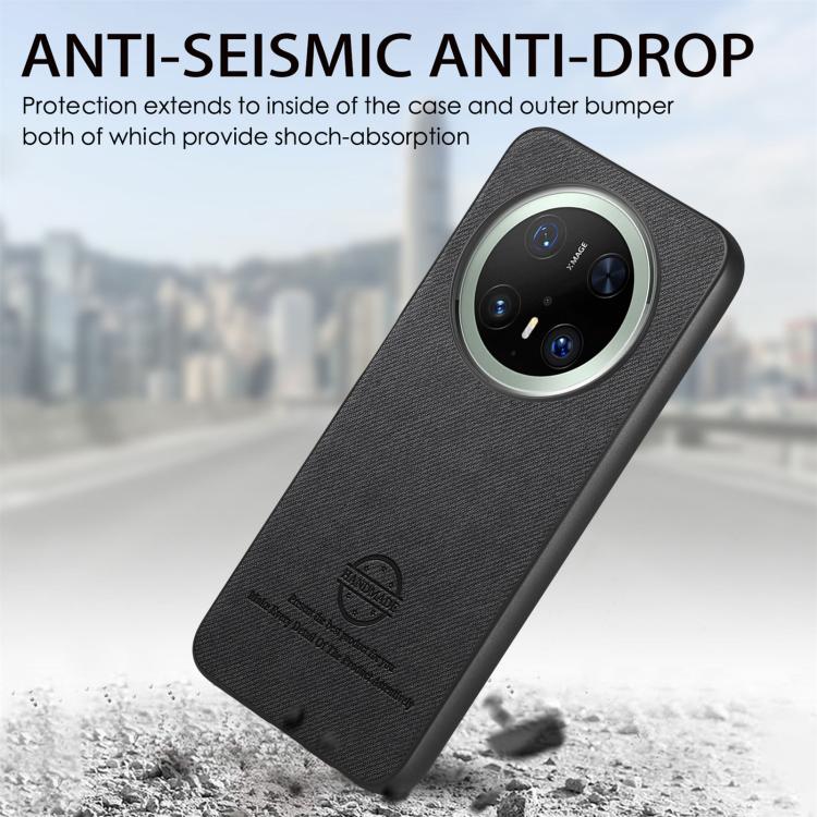 Funda de Piel de Sarga con Parte Trasera de Cuero para Huawei Mate 70 Pro (Negra)