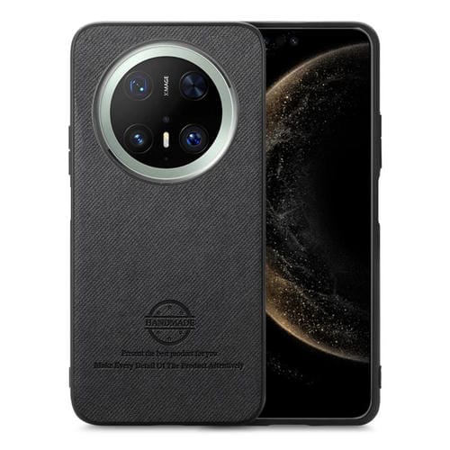 Funda de Piel de Sarga con Parte Trasera de Cuero para Huawei Mate 70 Pro+ (Negra)