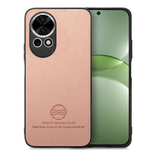 Funda para Teléfono Huawei Nova 13 con Parte Trasera de Piel y Tejido de Sarga (Rosa)