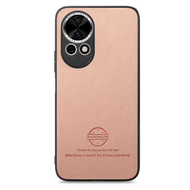 Funda para Teléfono Huawei Nova 13 con Parte Trasera de Piel y Tejido de Sarga (Rosa)