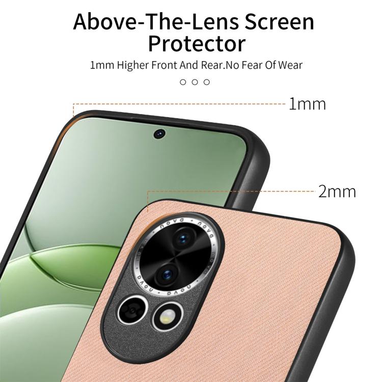 Funda para Teléfono Huawei Nova 13 con Parte Trasera de Piel y Tejido de Sarga (Rosa)