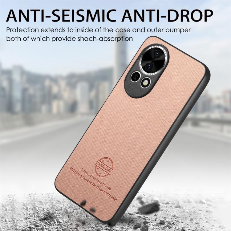 Funda para Teléfono Huawei Nova 13 con Parte Trasera de Piel y Tejido de Sarga (Rosa)