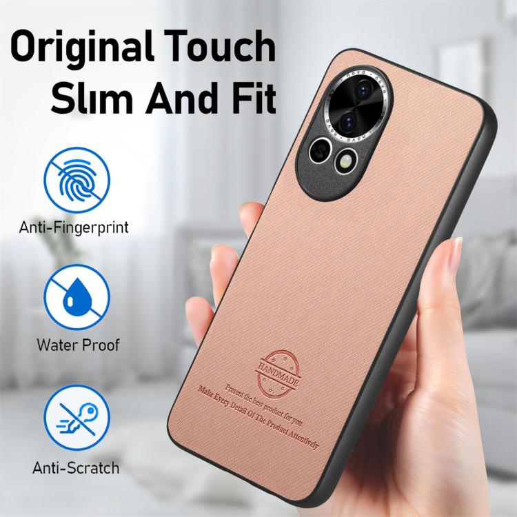 Funda para Teléfono Huawei Nova 13 con Parte Trasera de Piel y Tejido de Sarga (Rosa)