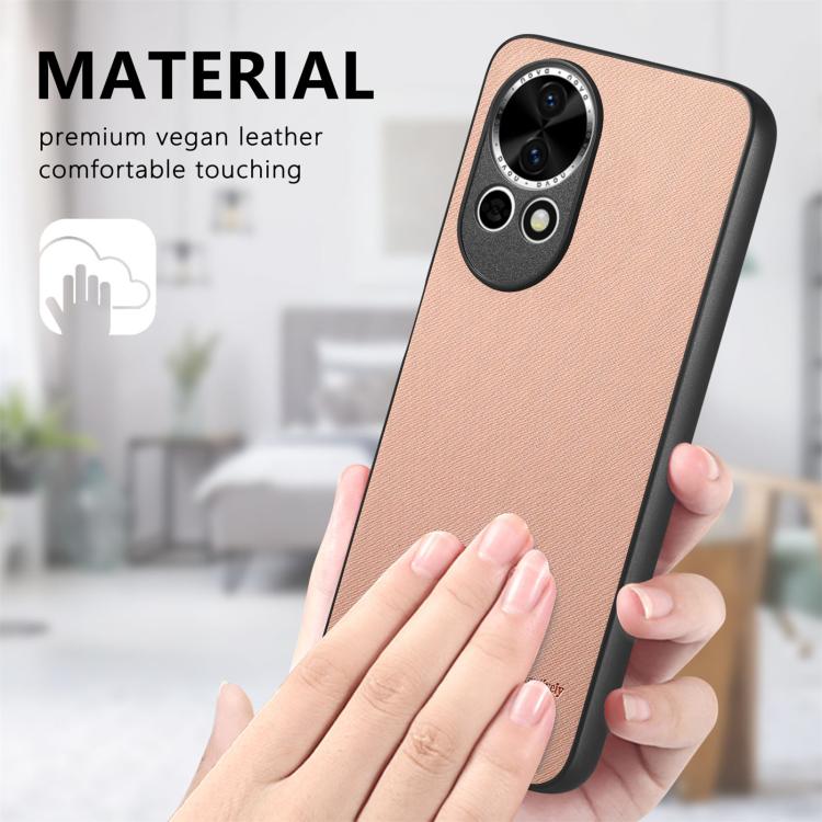 Funda para Teléfono Huawei Nova 13 con Parte Trasera de Piel y Tejido de Sarga (Rosa)