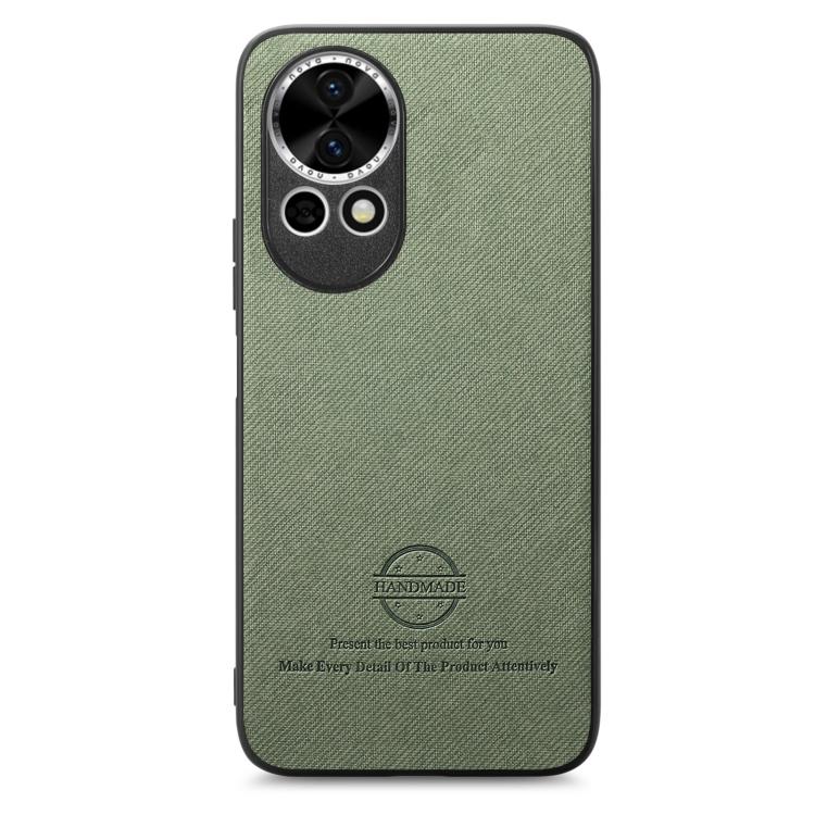 Funda de Piel de Sarga con Parte Trasera de Cuero para Huawei Nova 13 (Verde)