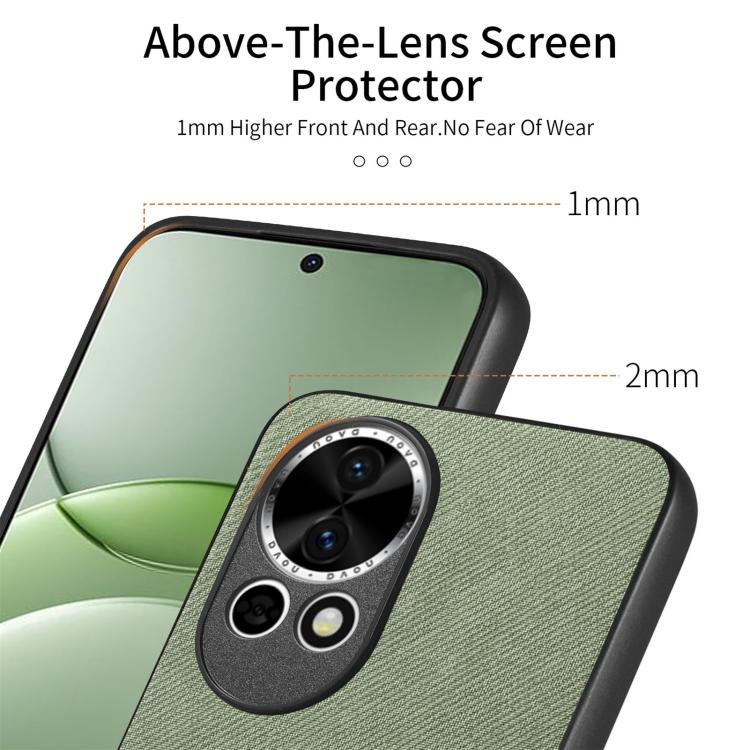 Funda de Piel de Sarga con Parte Trasera de Cuero para Huawei Nova 13 (Verde)