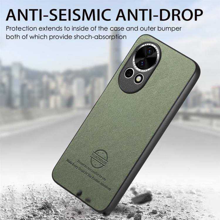 Funda de Piel de Sarga con Parte Trasera de Cuero para Huawei Nova 13 (Verde)