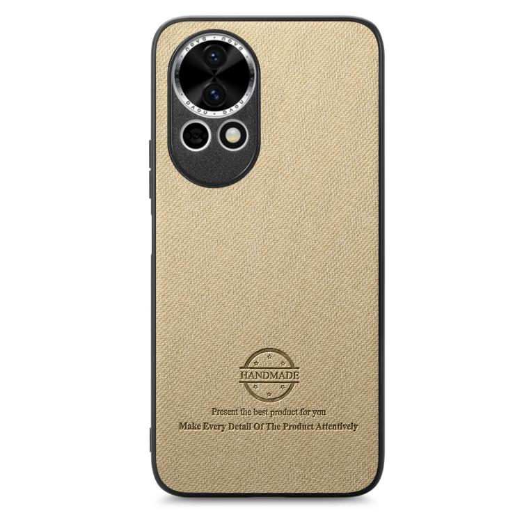 Funda para Teléfono Huawei Nova 13 con Parte Trasera de Piel y Tejido de Sarga (Caqui)