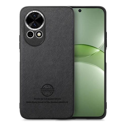 Funda de Piel de Sarga con Parte Trasera de Cuero para Huawei Nova 13 (Negra)