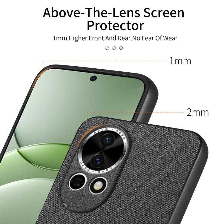 Funda de Piel de Sarga con Parte Trasera de Cuero para Huawei Nova 13 (Negra)