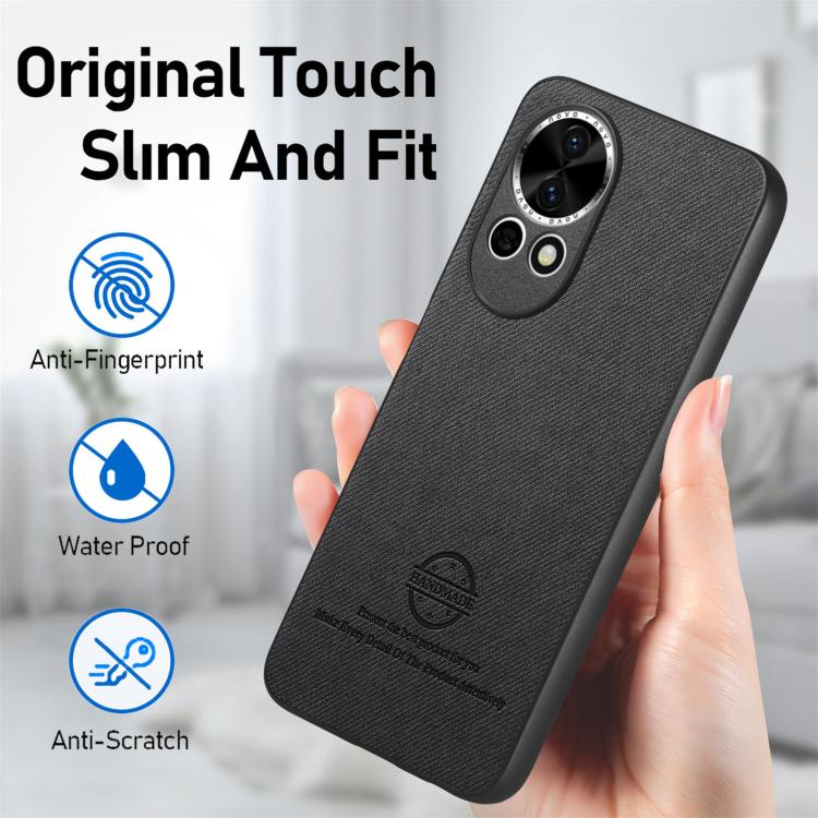 Funda de Piel de Sarga con Parte Trasera de Cuero para Huawei Nova 13 (Negra)