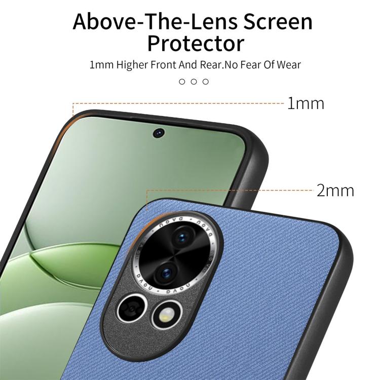 Funda para Teléfono Huawei Nova 13 Pro con Parte Trasera de Piel y Tejido de Sarga (Azul)