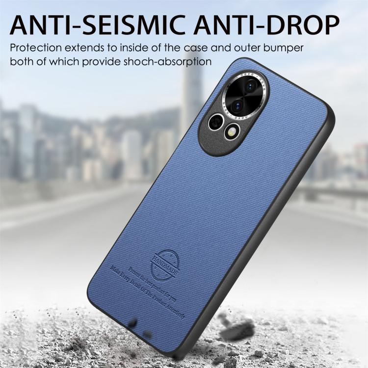 Funda para Teléfono Huawei Nova 13 Pro con Parte Trasera de Piel y Tejido de Sarga (Azul)