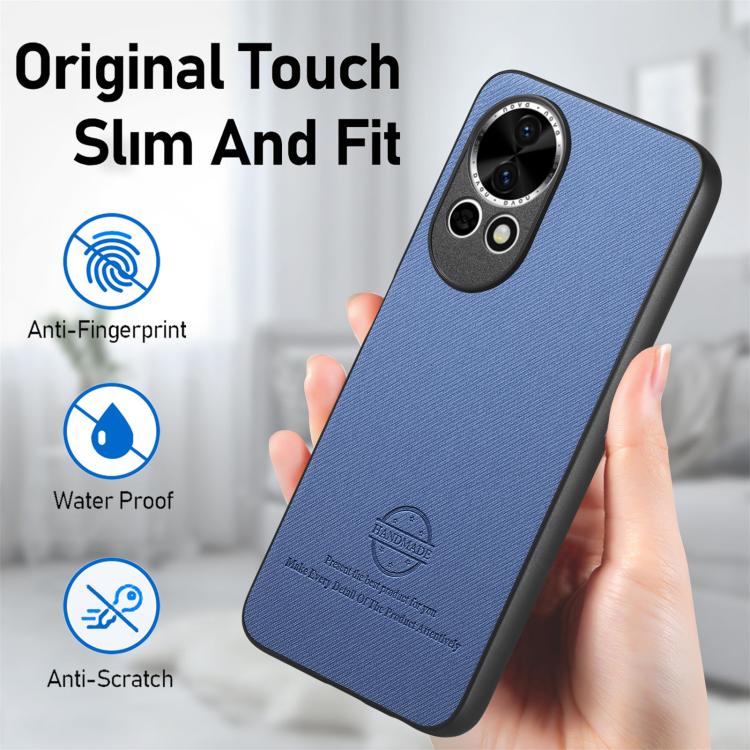 Funda para Teléfono Huawei Nova 13 Pro con Parte Trasera de Piel y Tejido de Sarga (Azul)