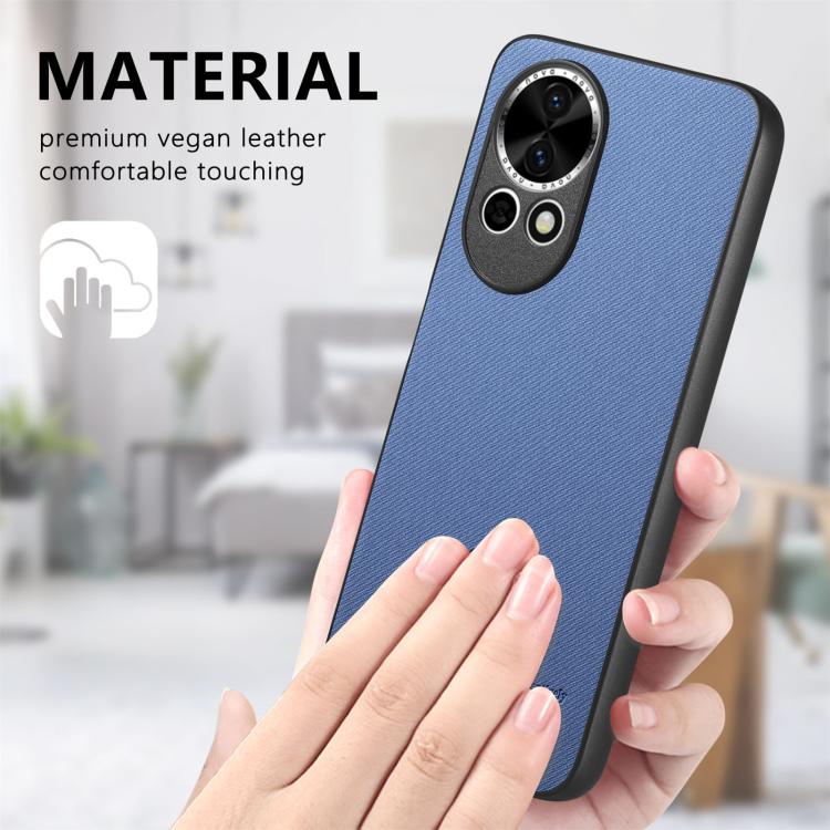 Funda para Teléfono Huawei Nova 13 Pro con Parte Trasera de Piel y Tejido de Sarga (Azul)