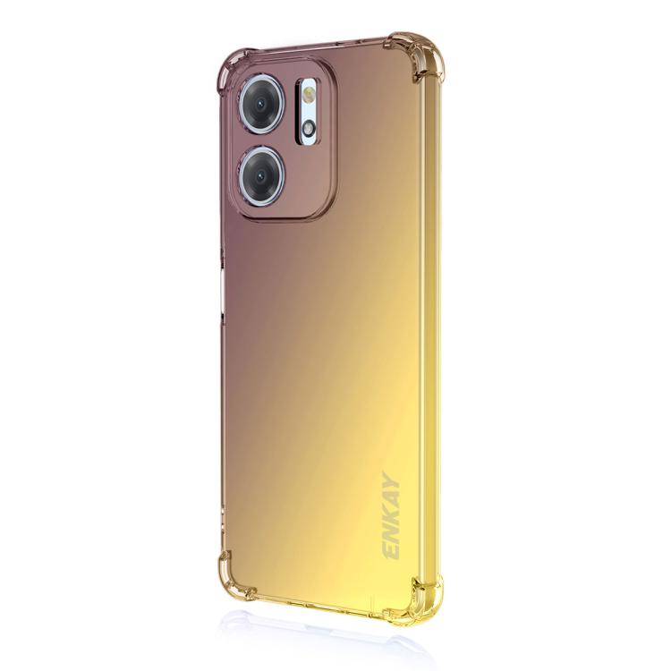 Funda TPU Enkay Hat-Prince con Diseño Sombrero y Bolsa de Aire para Infinix Hot 50I/Smart 9 (Morado y Dorado)