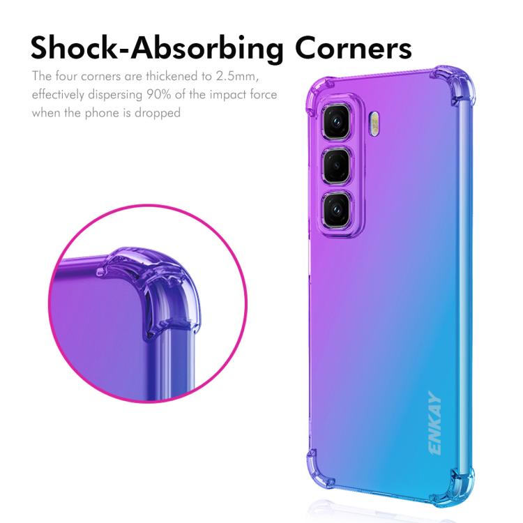 Funda TPU Enkay Hat-Prince con Diseño Sombrero y Bolsa de Aire para Infinix Hot 50 Pro (Morado y Dorado)