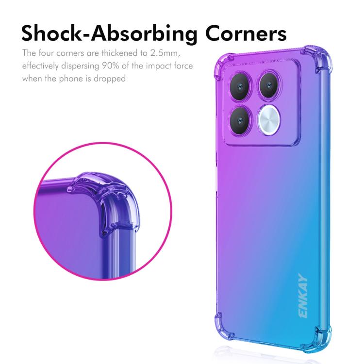 Funda TPU Enkay Hat-Prince con Bolsa de Aire y Diseño Sombrero para Infinix Note 40 5G (Azul y Rosa)