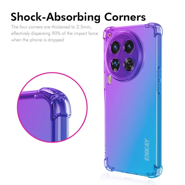 Funda TPU Enkay Hat-Prince Gradient Airbag para Tecno Camon 30 Premier 5G (Azul y Rosa)