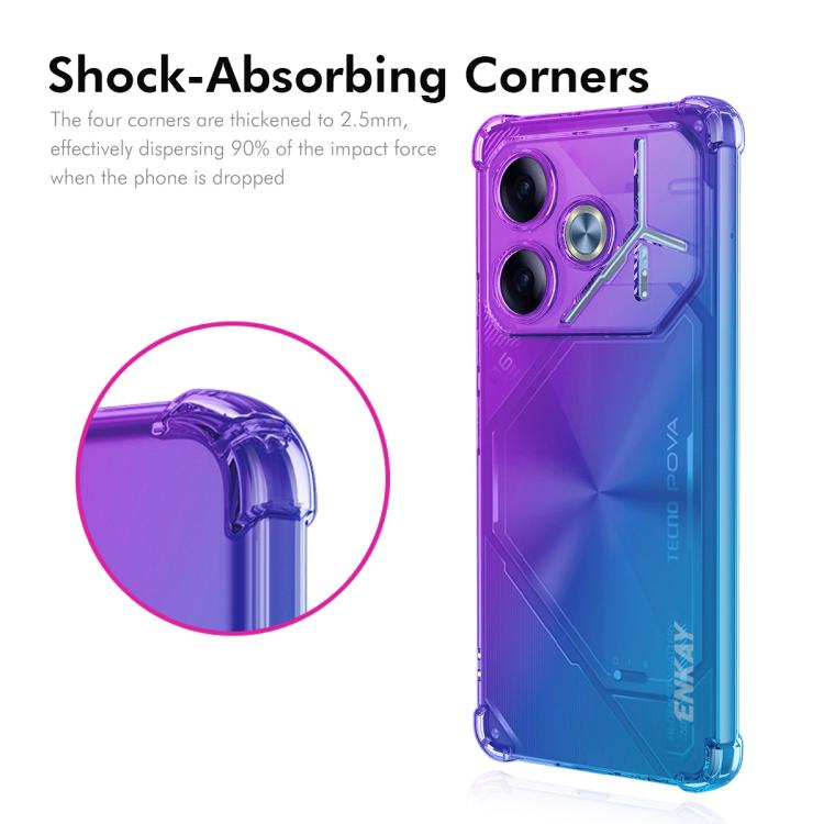 Funda TPU Enkay Hat-Prince para Tecno Pova 6 5G con Bolsa de Aire y Degradado (Morado y Dorado)