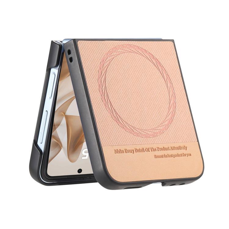 Funda magnética de piel de sarga para Samsung Galaxy Z Flip7 5G (rosa)