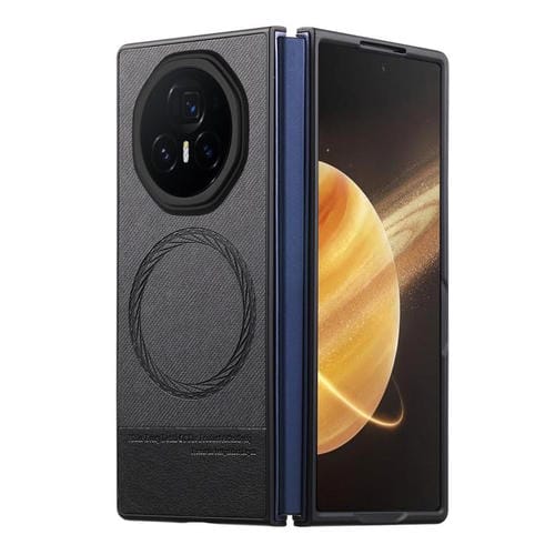 Funda Magnética de Piel y Sarga para Honor Magic V3 (Negra)
