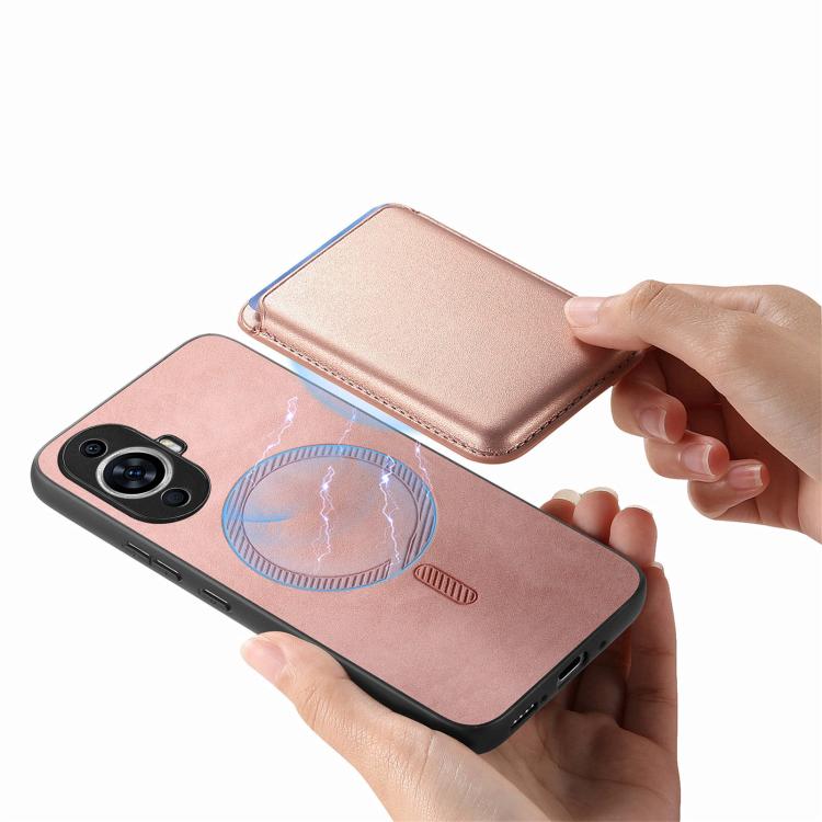 Funda Trasera de PU con Tarjetero Magsafe para Huawei Nova 13 (Rosa)