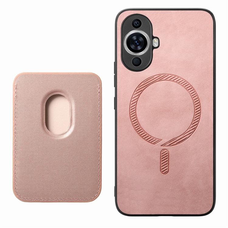 Funda Trasera de PU con Tarjetero Magsafe para Huawei Nova 13 (Rosa)