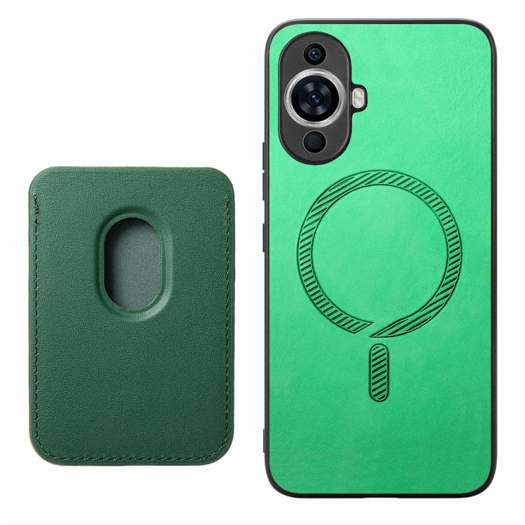 Funda Trasera de PU con Tarjetero Magsafe para Huawei Nova 13 (Verde)