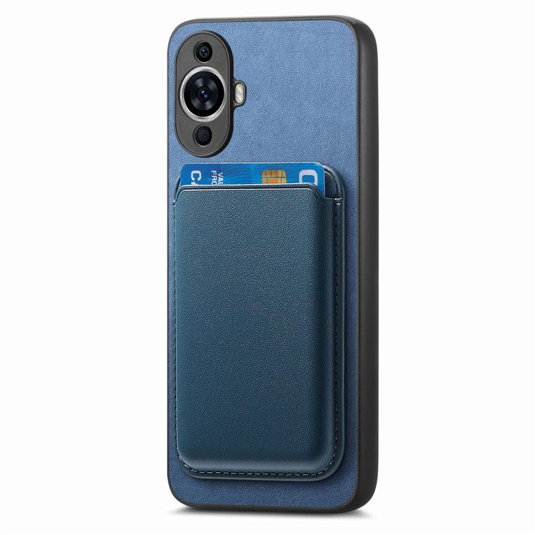 Funda Trasera PU con Tarjetero Magsafe para Huawei Nova 12 (Azul)