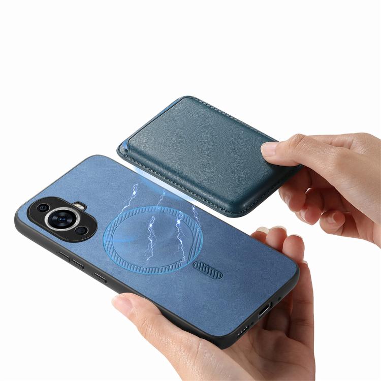 Funda Trasera PU con Tarjetero Magsafe para Huawei Nova 12 (Azul)