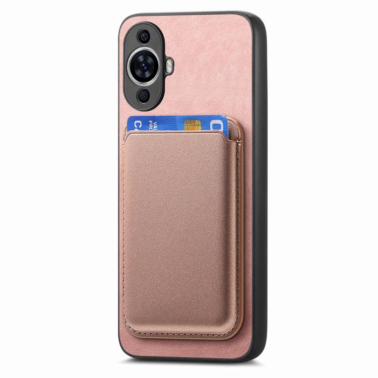 Funda Trasera PU con Tarjetero Magsafe para Huawei Nova 12 (Rosa)