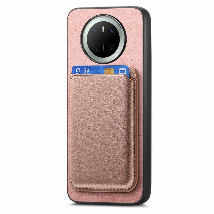 Funda Trasera PU con Tarjetero Magsafe para Huawei Mate 70 (Rosa)