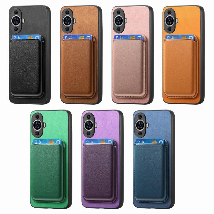 Funda Trasera PU con Tarjetero Magsafe para Huawei Nova 13 (Negro)