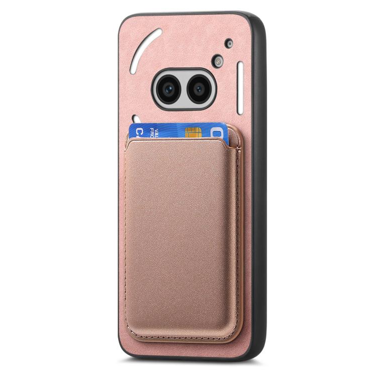 Funda Trasera PU para Teléfono cmf Phone 1 Retro Magsafe Card Bag (Rosa)
