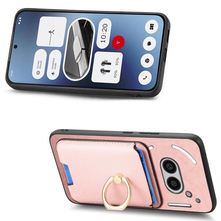 Funda para Teléfono cmf 1 Retro Cross Cuero con Anillo y Ranuras Magsafe (Rosa)