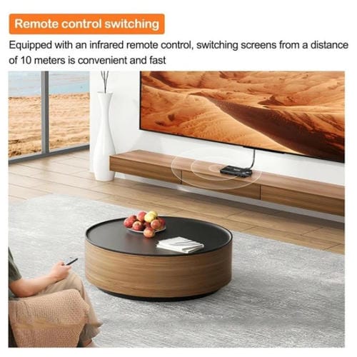 Adaptador Concentrador USB 3.0 K1 2 Puertos HDcp 2.3 RJ45 4K 120 Hz HDMI 2.0B USB-C Conmutador KVM (Negro)