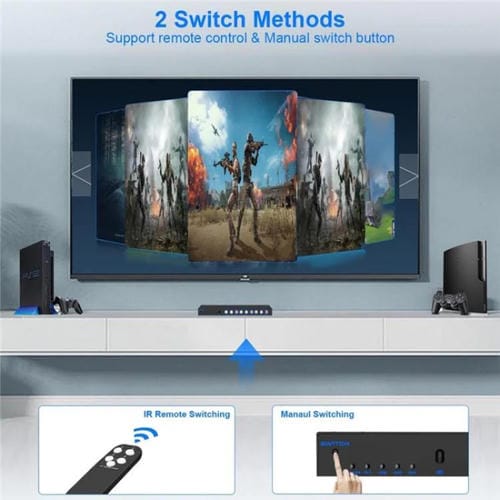 Conmutador AV Compuesto RCA 4 Entradas 3 Salidas Caja Divisora Señal Audio Vídeo Enchufe Europeo