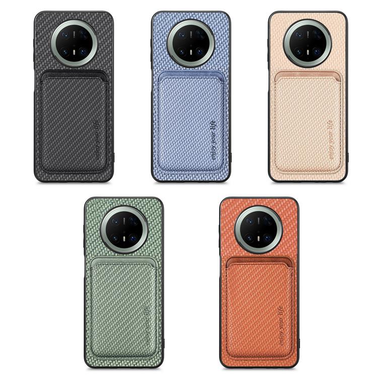 Funda de cuero de fibra de carbono con tarjetero Magsafe para Huawei Nova 14 (caqui)