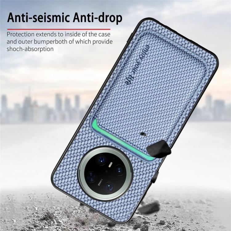 Funda de cuero de fibra de carbono con tarjetero Magsafe para Huawei Nova 14 (verde)