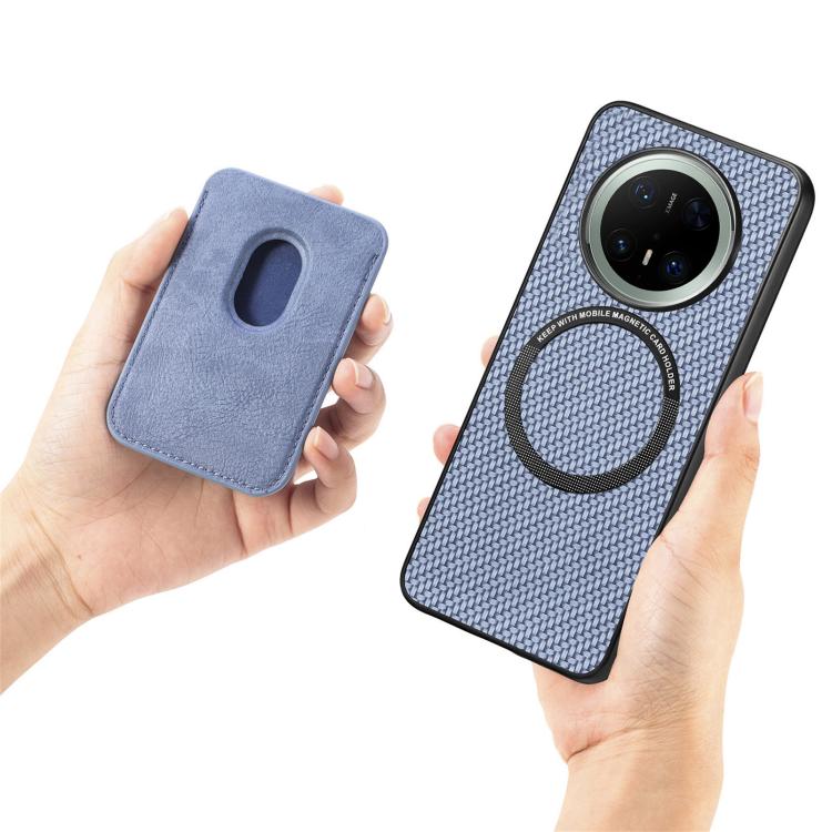 Funda de cuero de fibra de carbono con tarjetero Magsafe para Huawei Nova 14 (caqui)