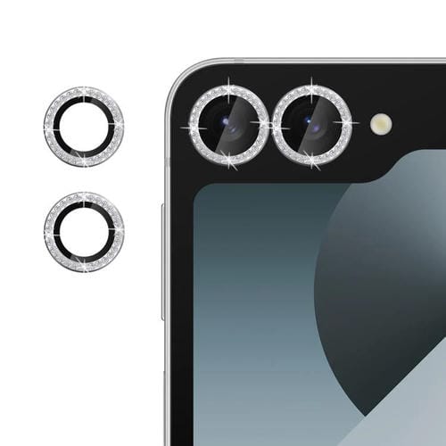 Protector de lente de cámara individual Kalebol con anillo de diamante para Samsung Galaxy Z Flip7 5G (plateado)