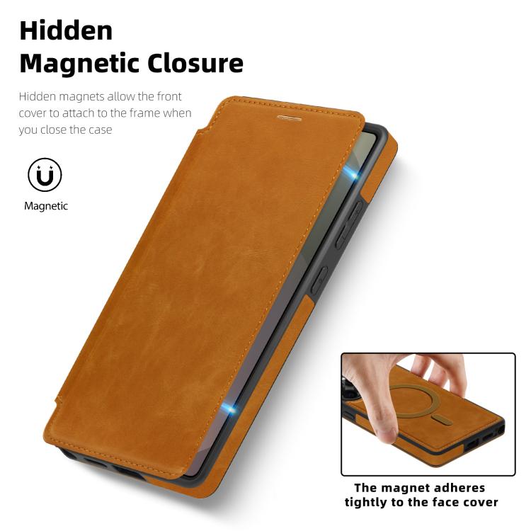 Funda de cuero Linton MagSafe para Samsung Galaxy A16 5G (morada)