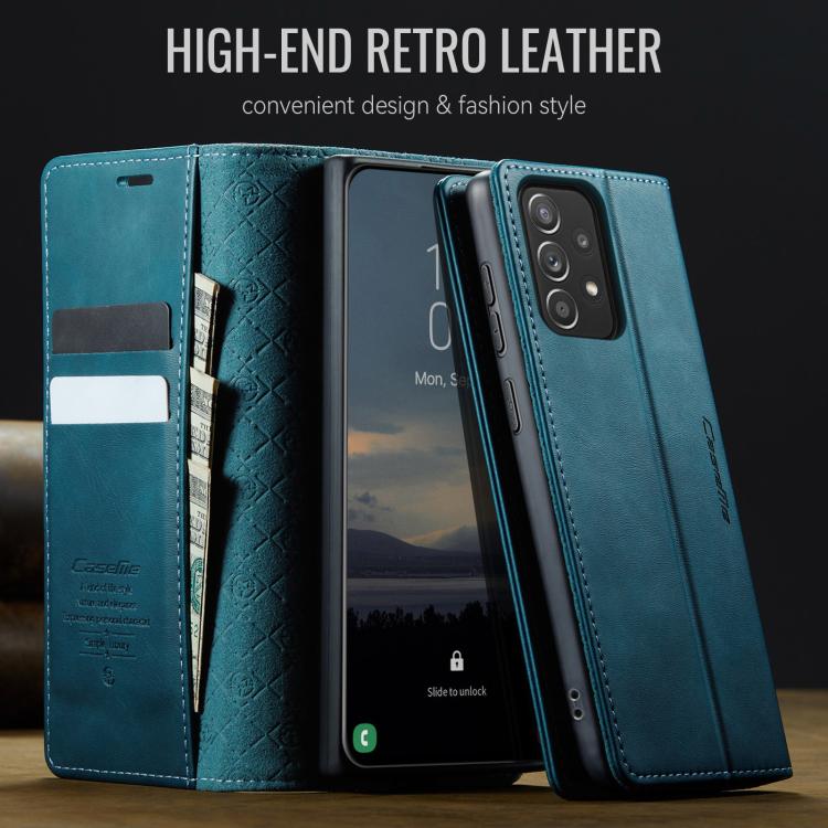 Funda CaseMe 033 para Samsung Galaxy A52/A52S 5G, forro de piel de becerro, microfibra y bloqueo RFID (verde)