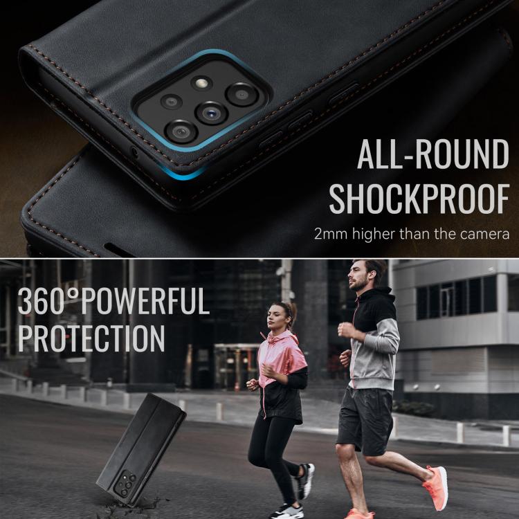 Funda para Samsung Galaxy A53 CaseMe 033 con forro de piel de becerro, microfibra y bloqueo RFID (negra)