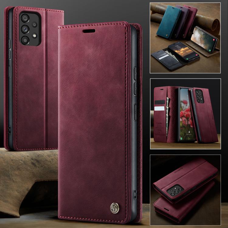 Funda para Samsung Galaxy A53 CaseMe 033 con forro de piel de becerro, microfibra y bloqueo RFID (roja)