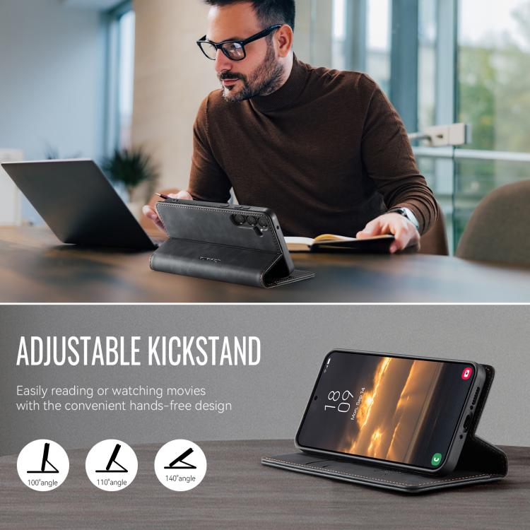 Funda para Samsung Galaxy A54 CaseMe 033 con forro de piel de becerro, microfibra y bloqueo RFID (negra)
