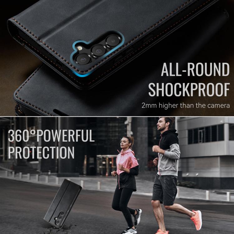 Funda para Samsung Galaxy A54 CaseMe 033 con forro de piel de becerro, microfibra y bloqueo RFID (negra)